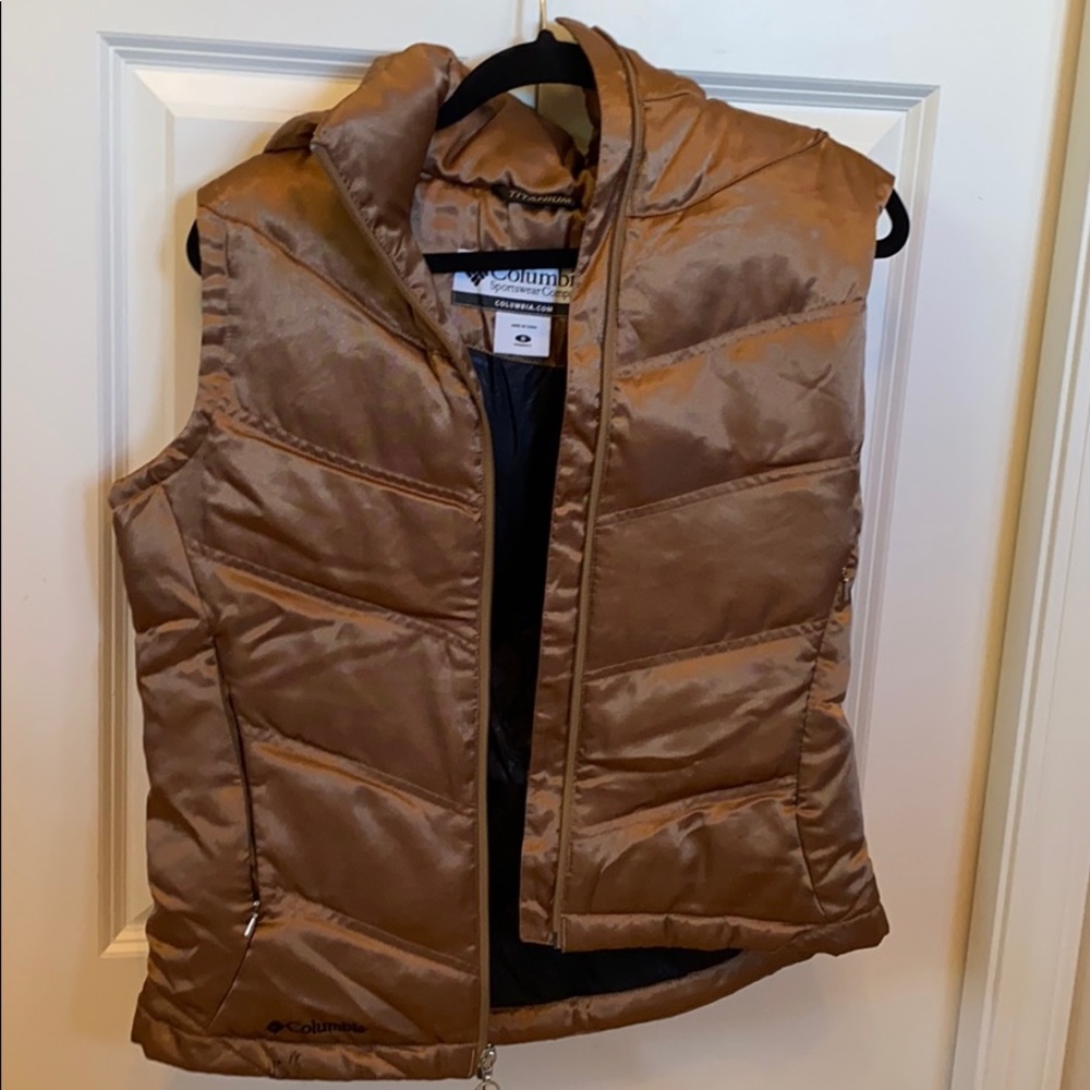 Bronze Hooded Puffy Vest Columbia